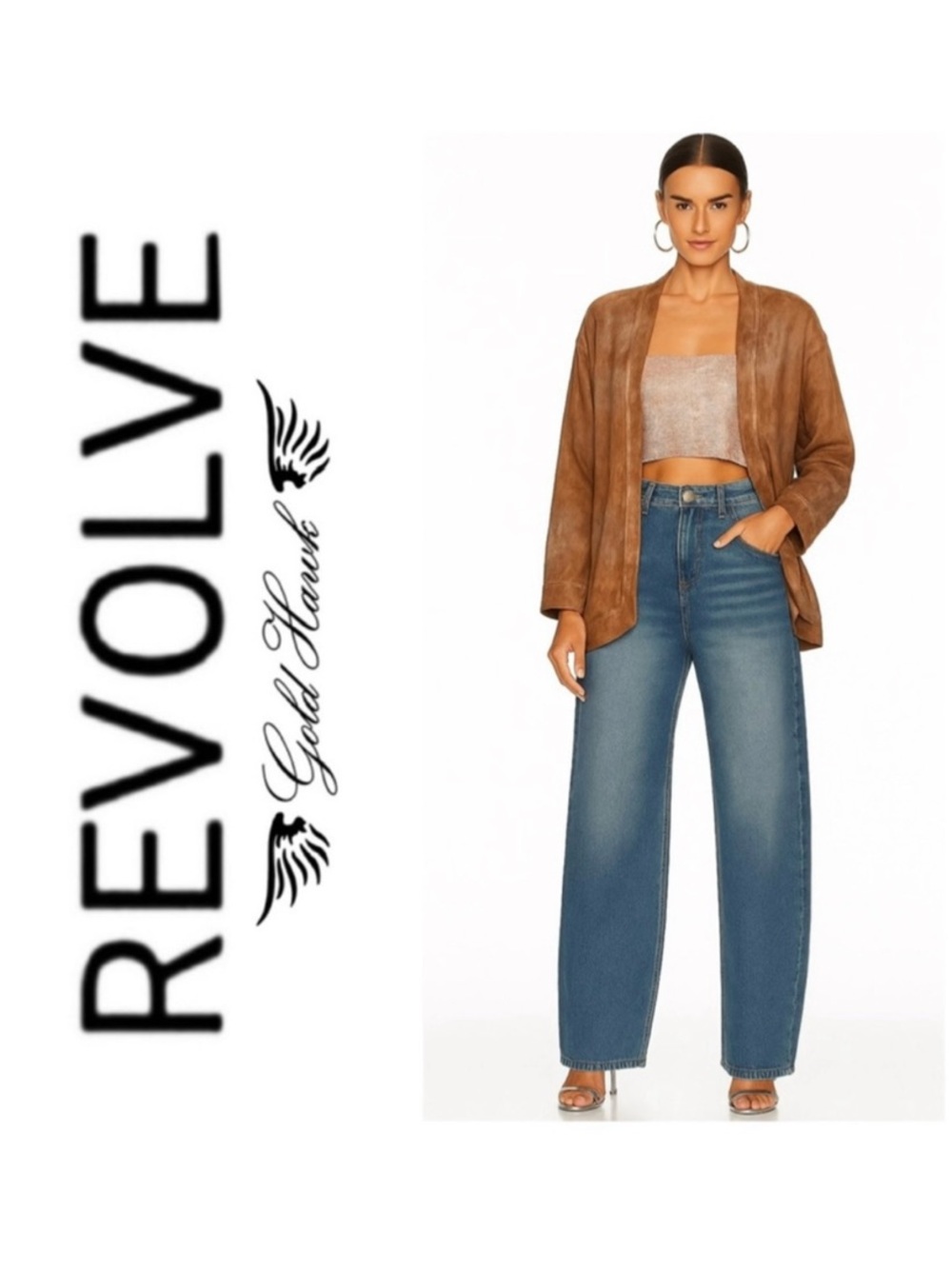 NWT Revolve x Gold Hawk 100% Silk Cardigan Pecan Brown Oversized
